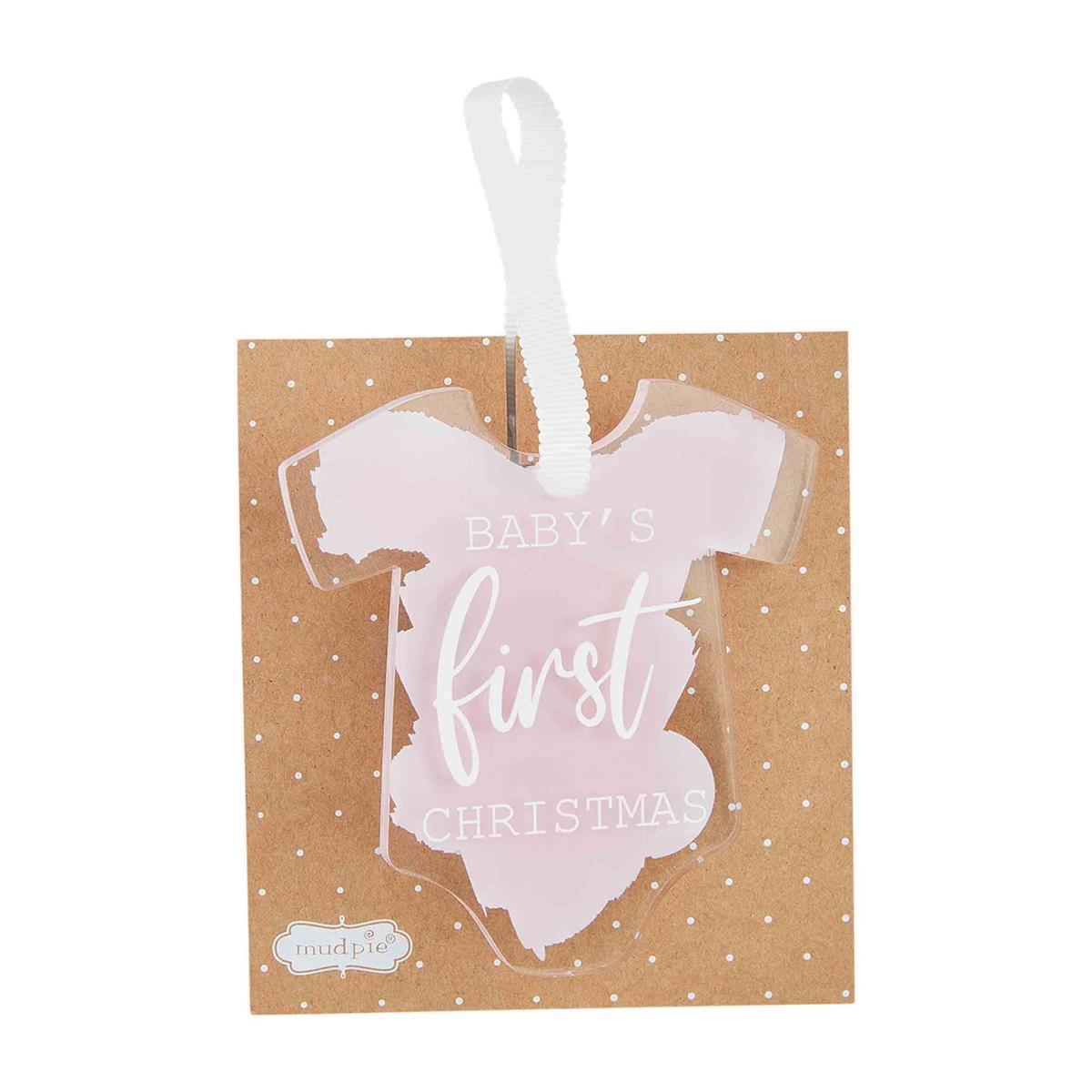 Mud Pie Pink Baby'S First Christmas Ornament