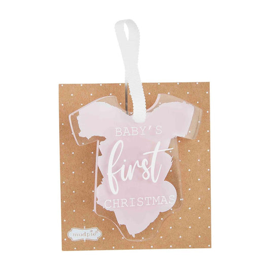 Mud Pie Pink Baby'S First Christmas Ornament