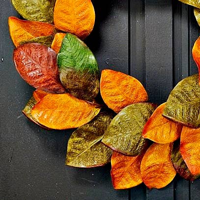 22in Wreath-Mix Fall Magnolia Leaves-