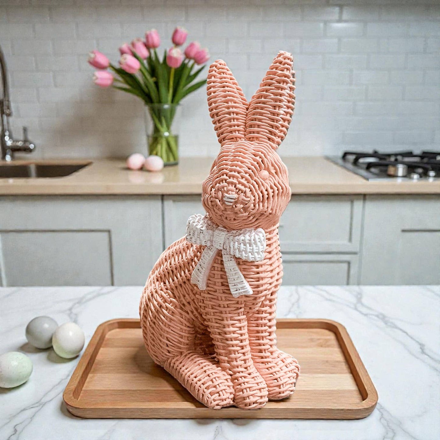 Rabbit Statue Wicker Weave Bunnies, Easter Bunny Home Decor
