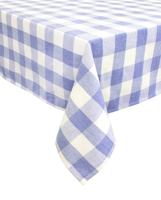 Blue-White Buffalo Plaid Thin Soft 56" Tablecloth