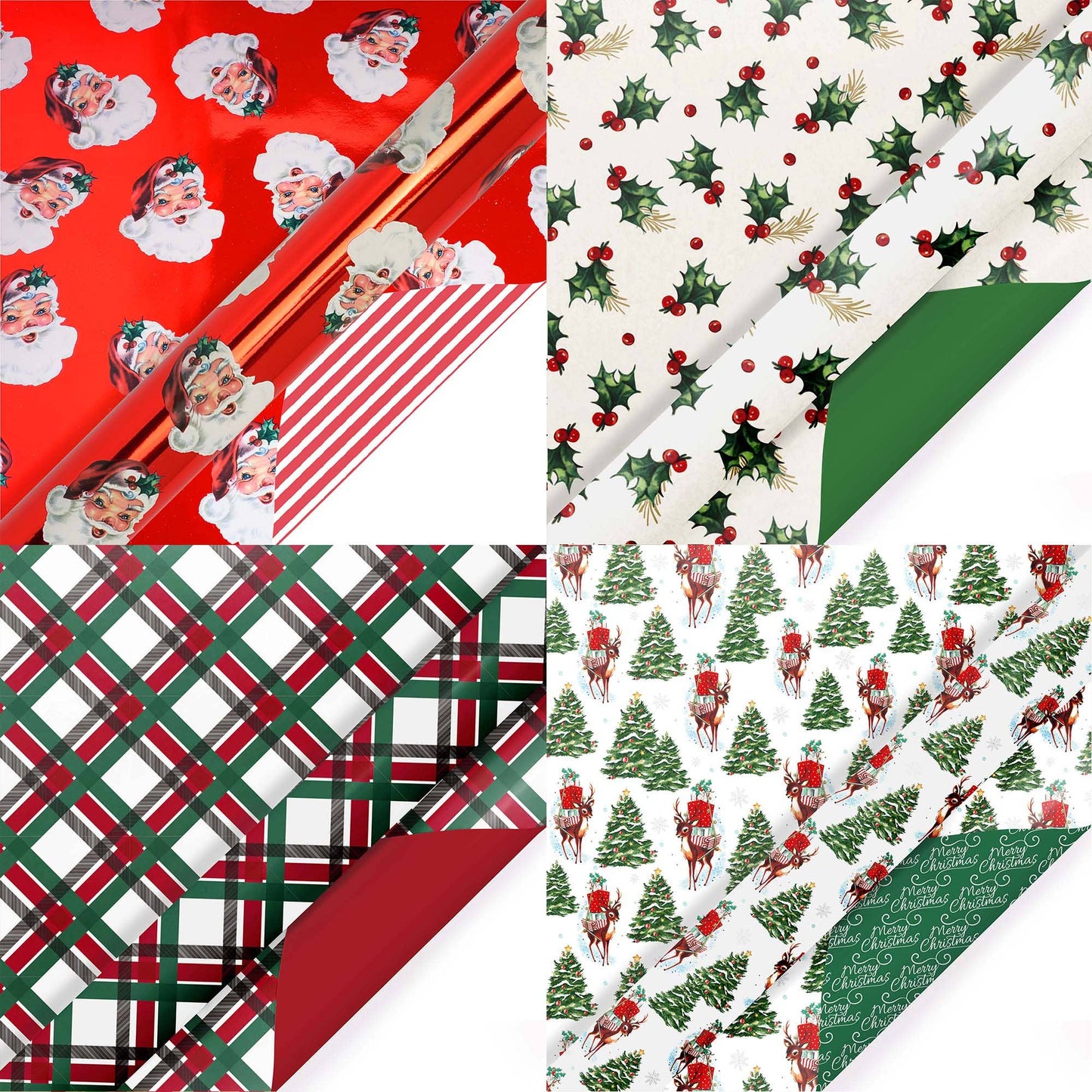 30" x 10' Wrapping Paper Bundle (4-pack) | Vintage Christmas