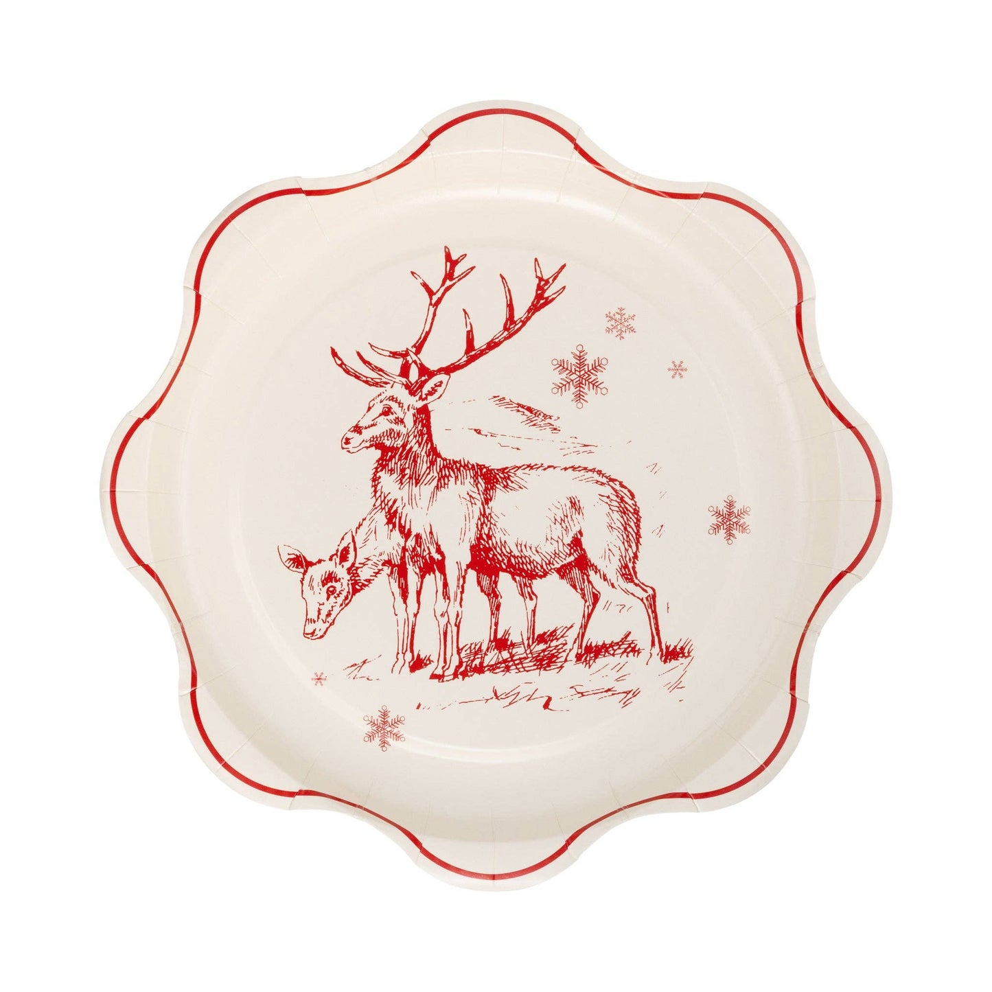 Red Vintage Line Art Plates