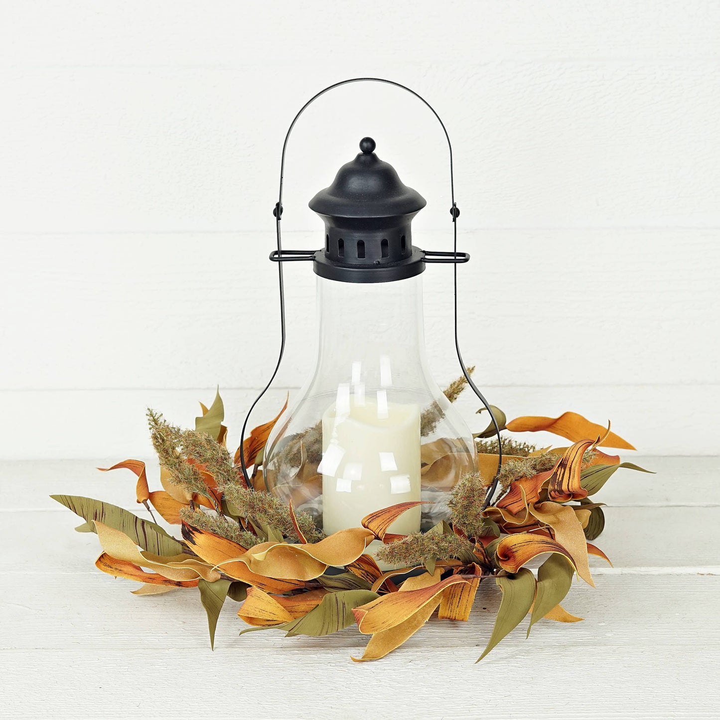 16in Wreath-Fall mix herb leaves w. heathers