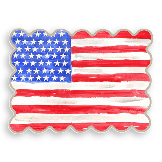 Scalloped American Flag Vinyl Placemat