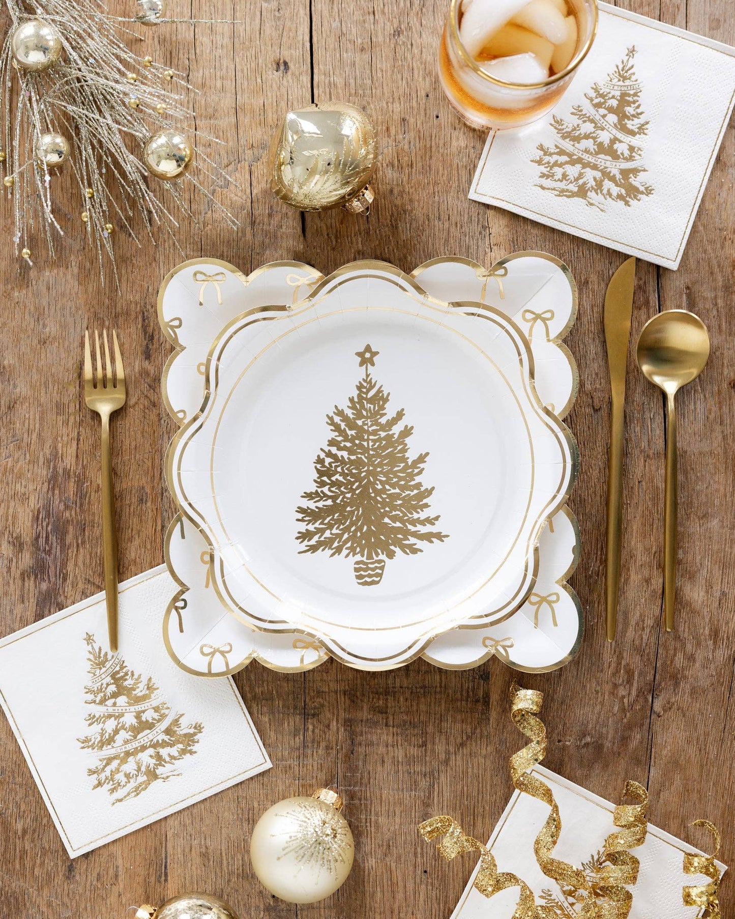 Gold Christmas Tree Paper Plate
