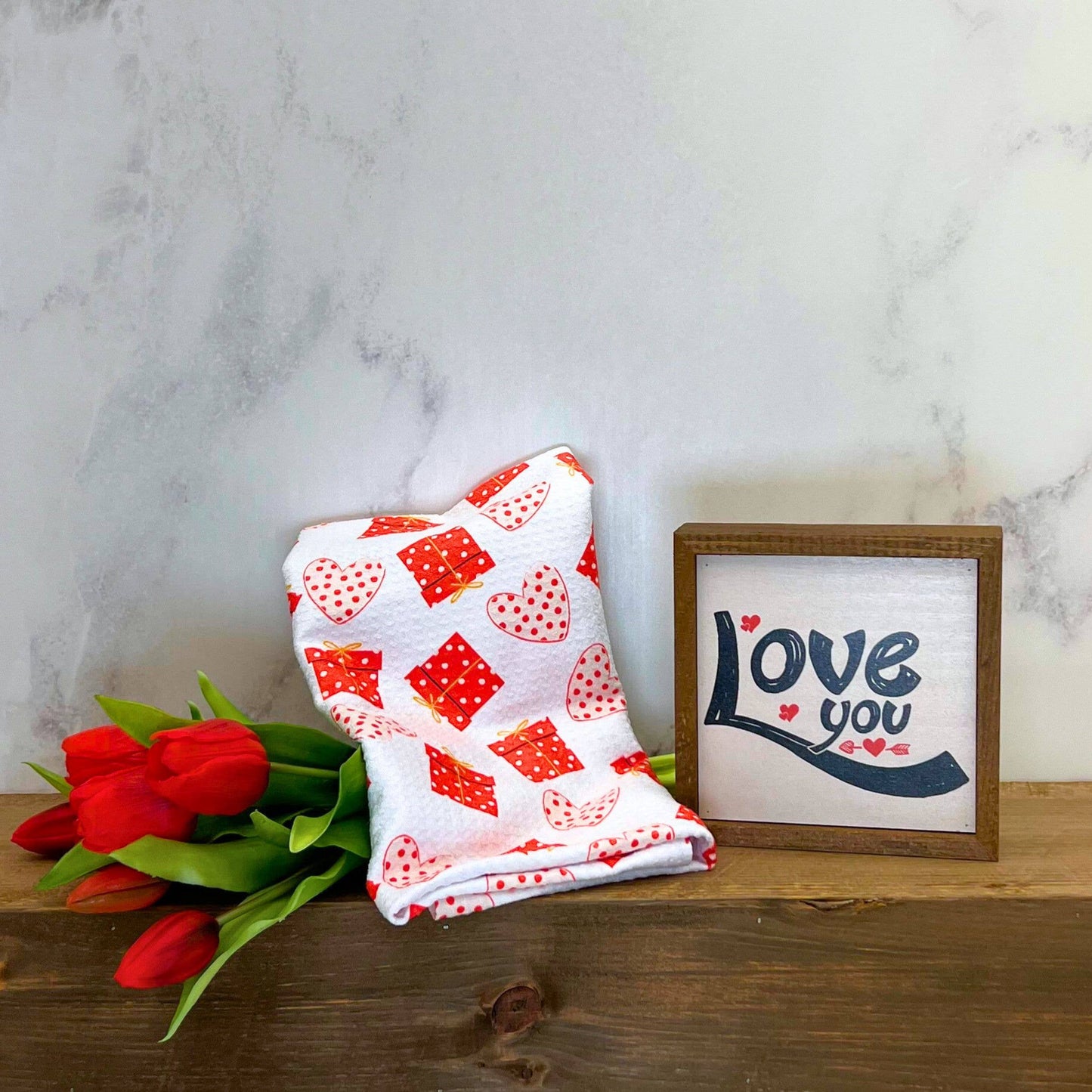 Valentines Gifts & Candy Waffle Weave Towels - Home Decor