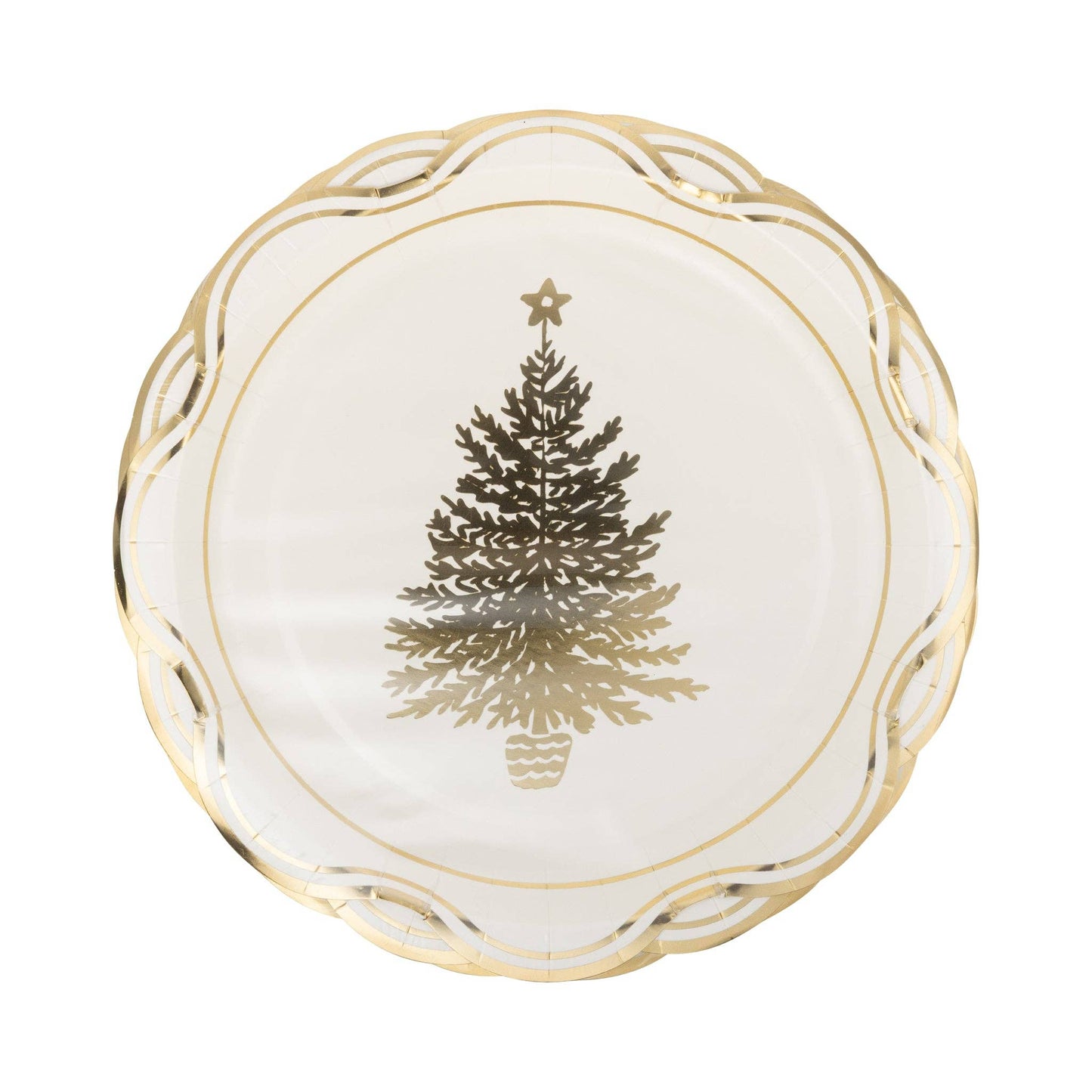 Gold Christmas Tree Paper Plate