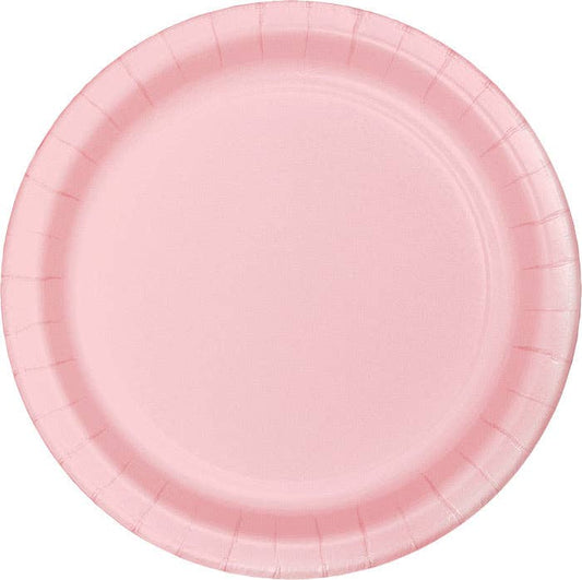 Classic Pink Sturdy 8.75" Paper Dinner Plates, 24/Pkg