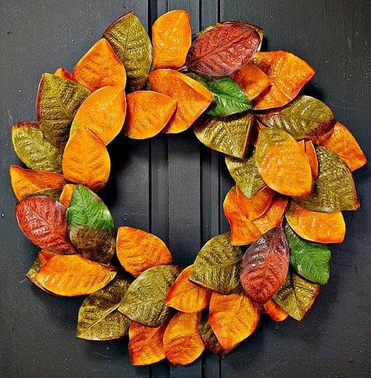 22in Wreath-Mix Fall Magnolia Leaves-