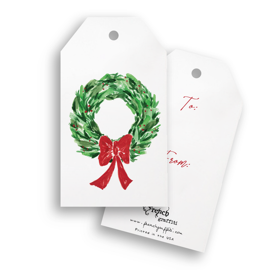 Christmas Wreath with Red Bow Gift Tags | Pack of 4