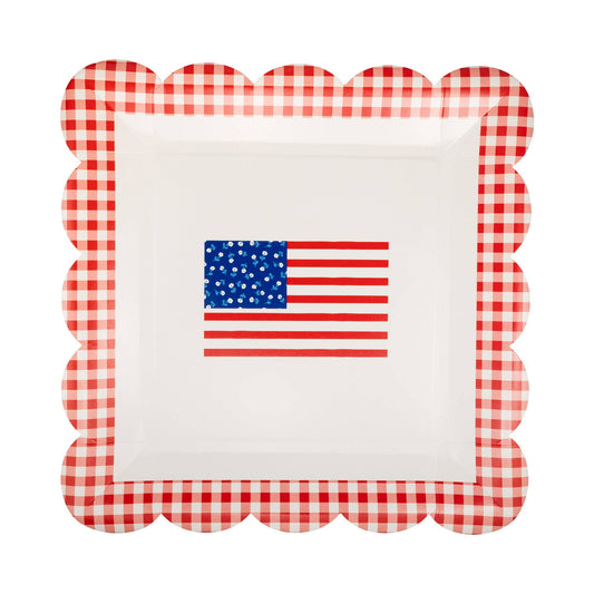 FLA1240 - Gingham Flag Paper Plate - 10"
