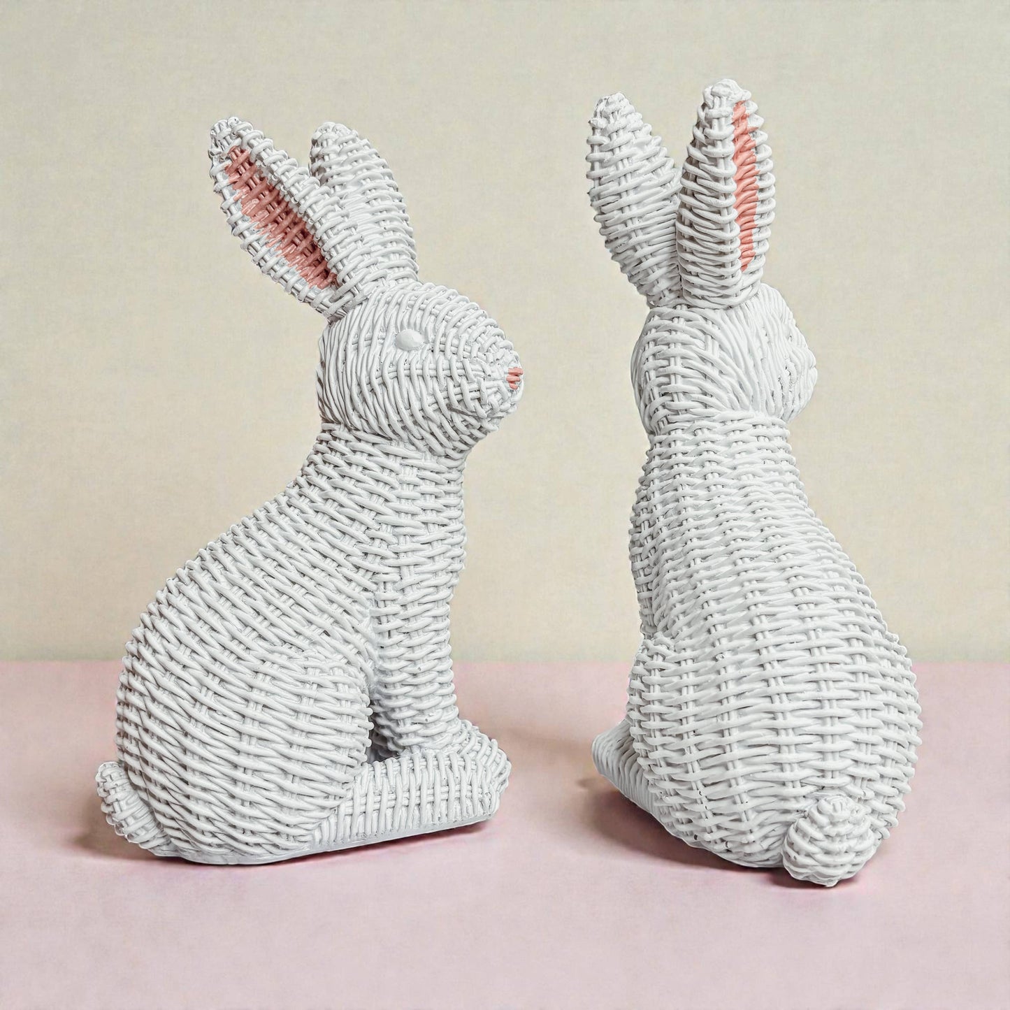 Rabbit Statue Wicker Weave Bunnies, Easter Bunny Home Decor