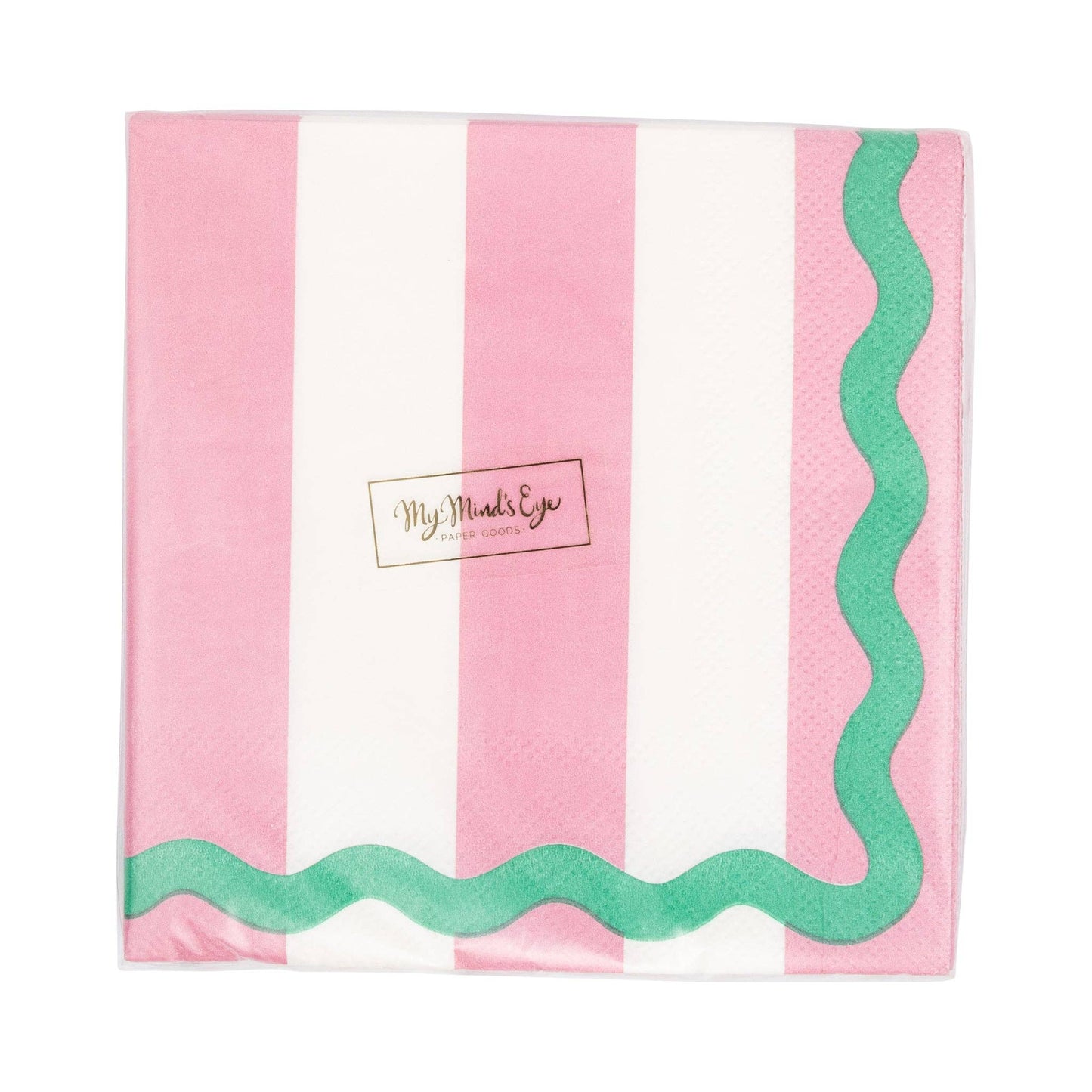 SPD1236 - Pink and Green Stripes and Ric Rac Cocktail Napkin