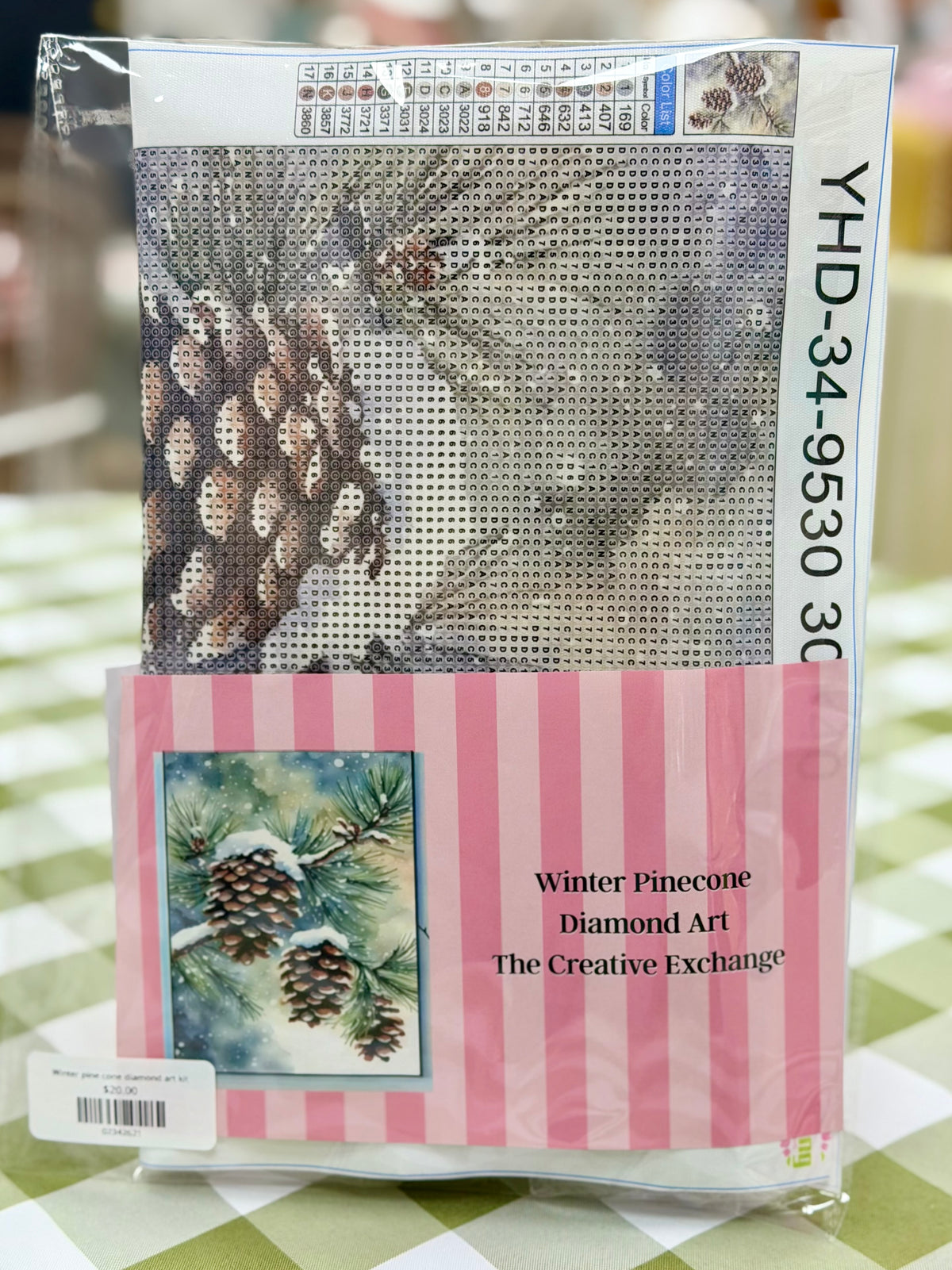 Winter pine cone diamond art kit