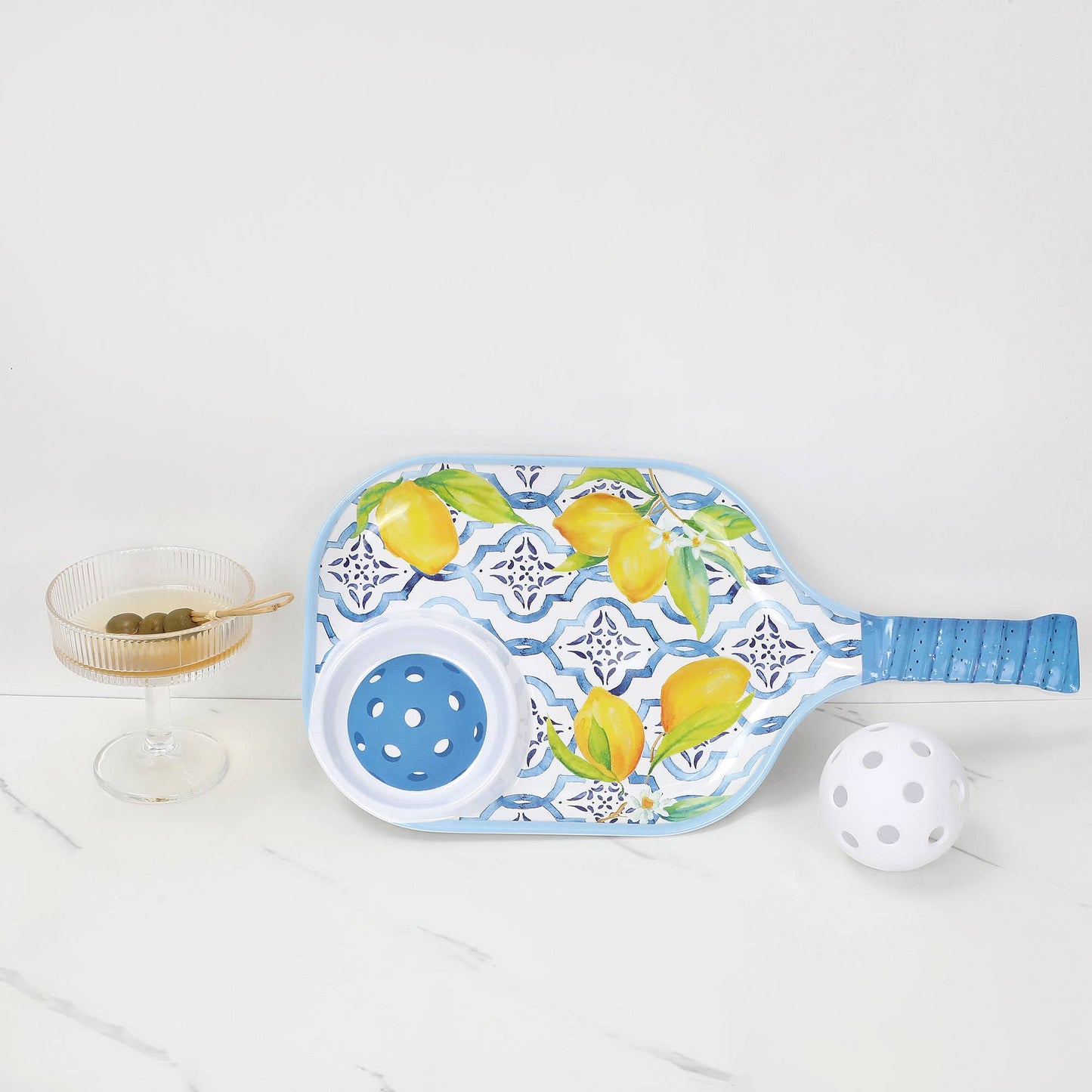 Lemon 15 3/4" Melamine Paddle Chip & Dip Tray