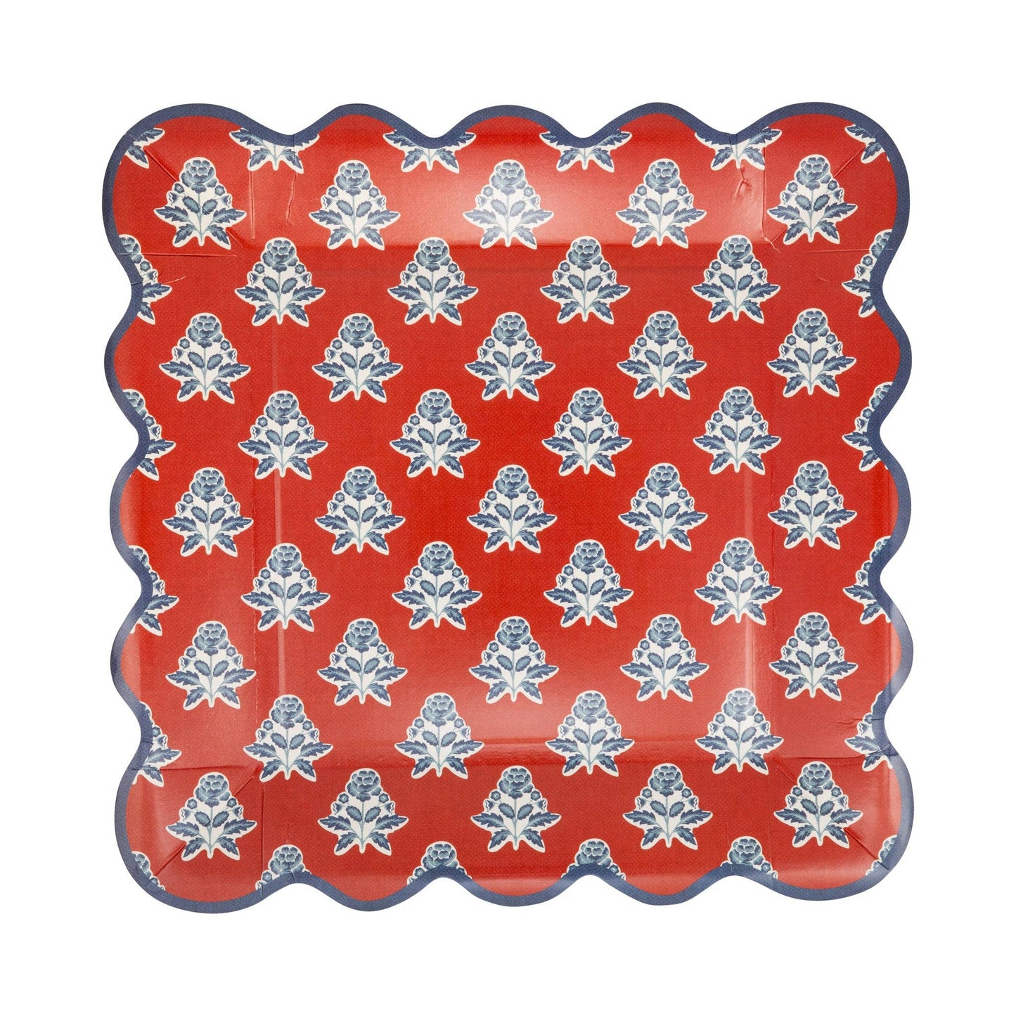 HAM1243 - Red Block Floral Paper Plate - 9"