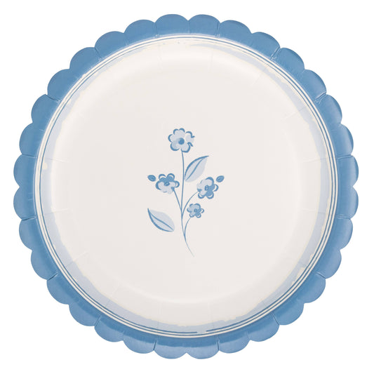 BLU1240 - Round Blue Flower 8" Plate
