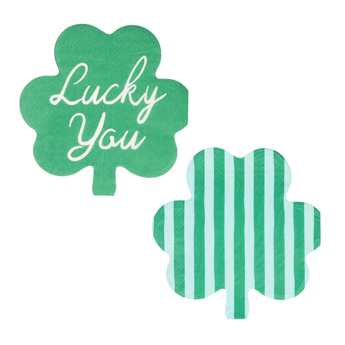 SPD1239 - Shamrock Shaped Lucky You and Striped Cocktail Napkin Set