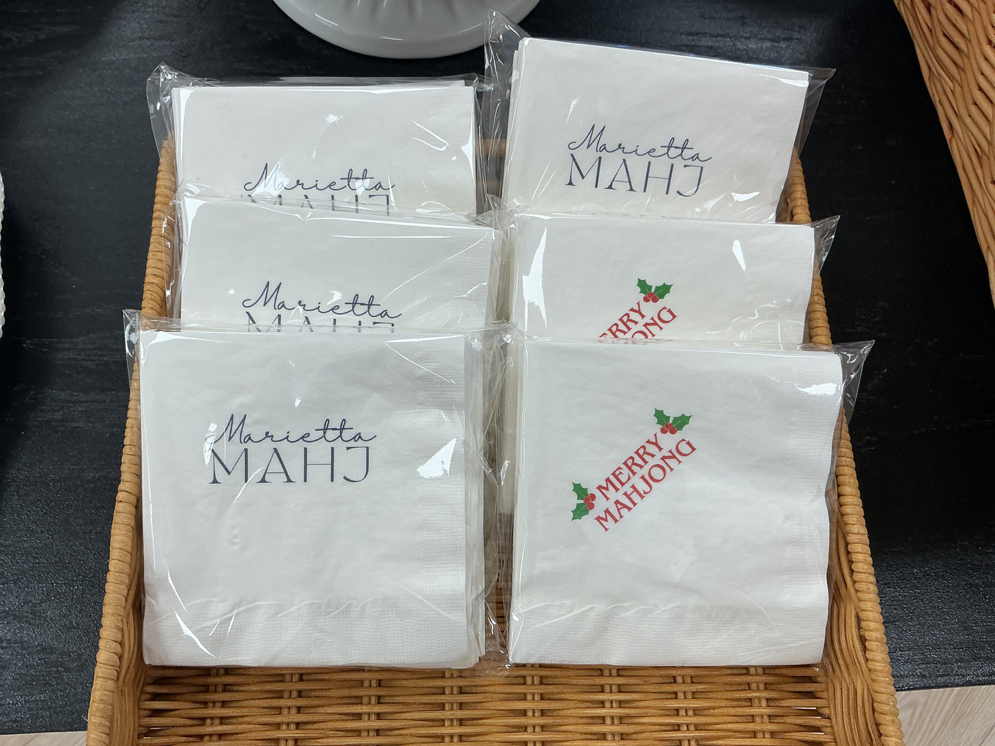 Peachy Mahjong Marietta Mahj Coined Napkin