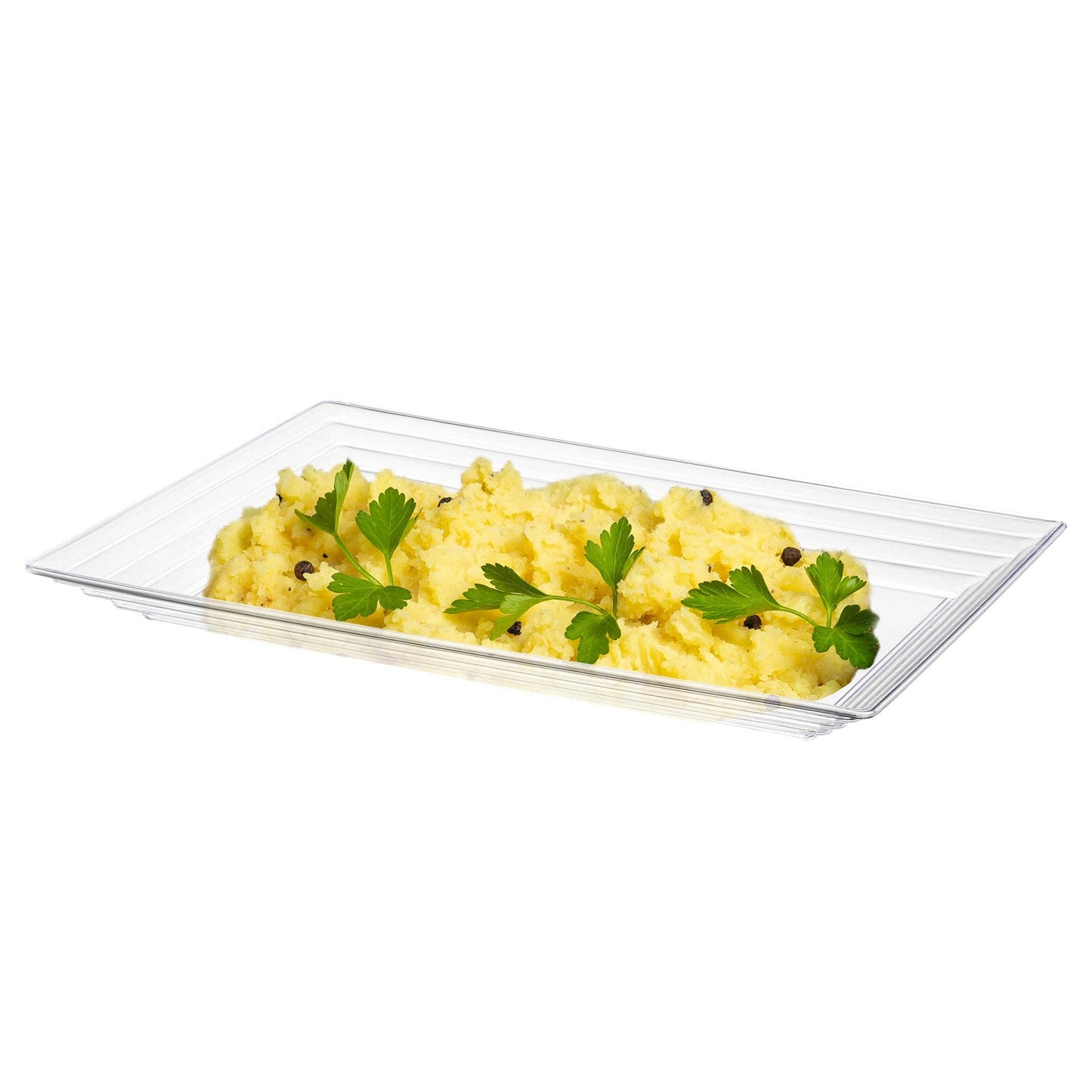 9" x 13" Clear Rectangular Plastic Serving Trays - 3 pcs