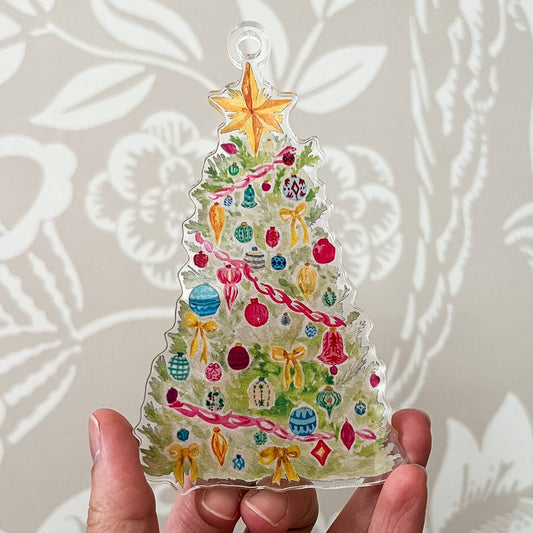 Chloe Christmas Tree Watercolor Acrylic Ornament