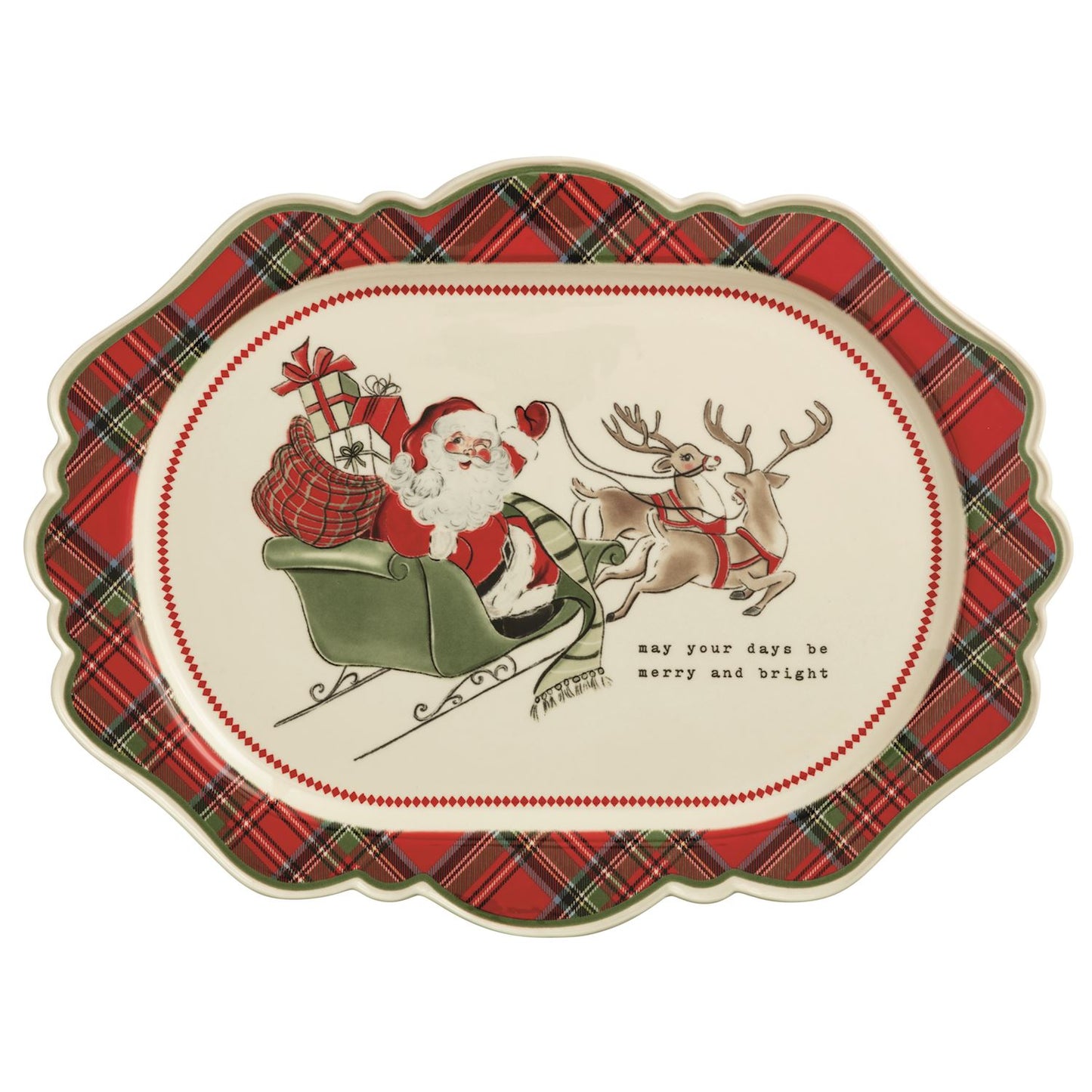 Mud Pie Classic Christmas Tartan Platter