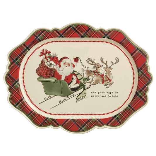 Mud Pie Classic Christmas Tartan Platter