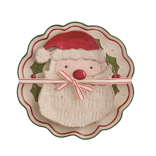 Mud Pie Santa & Reindeer Platter Set