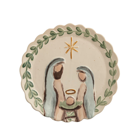 Mud Pie Nativity Round Platter