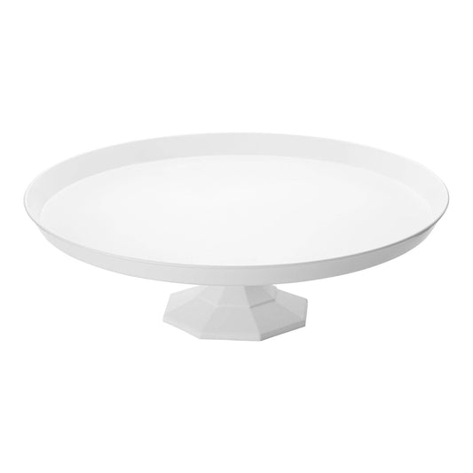 11.6" White Medium Round Plastic Cake Stand - 1 pc