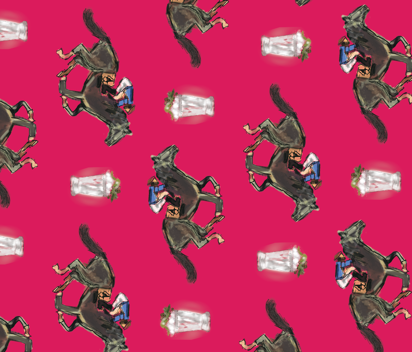 Race Horse and Mint Julep Derby Multi Paper Table Runner