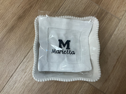 Marietta Embroidered Linen Cocktail Napkins (Set of 4)