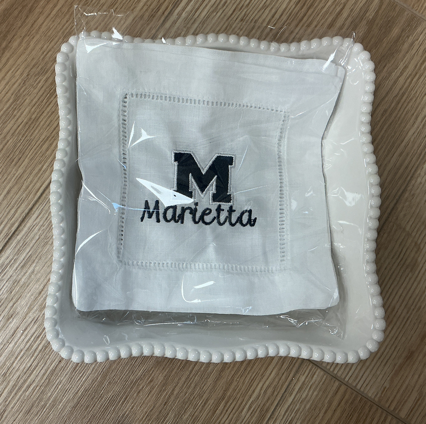 Marietta Embroidered Linen Cocktail Napkins (Set of 4)
