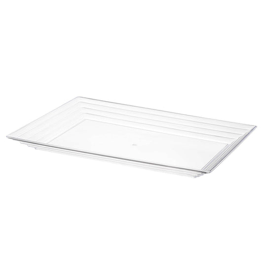 9" x 13" Clear Rectangular Plastic Serving Trays - 3 pcs