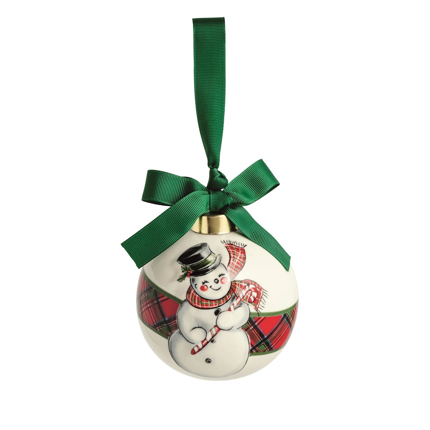 Mud Pie Snowman Tartan Stripe Ornament