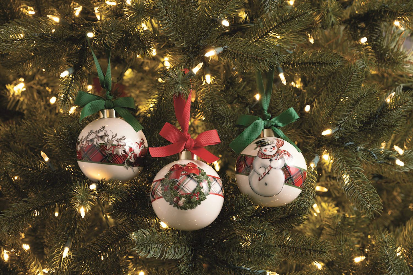 Mud Pie Snowman Tartan Stripe Ornament