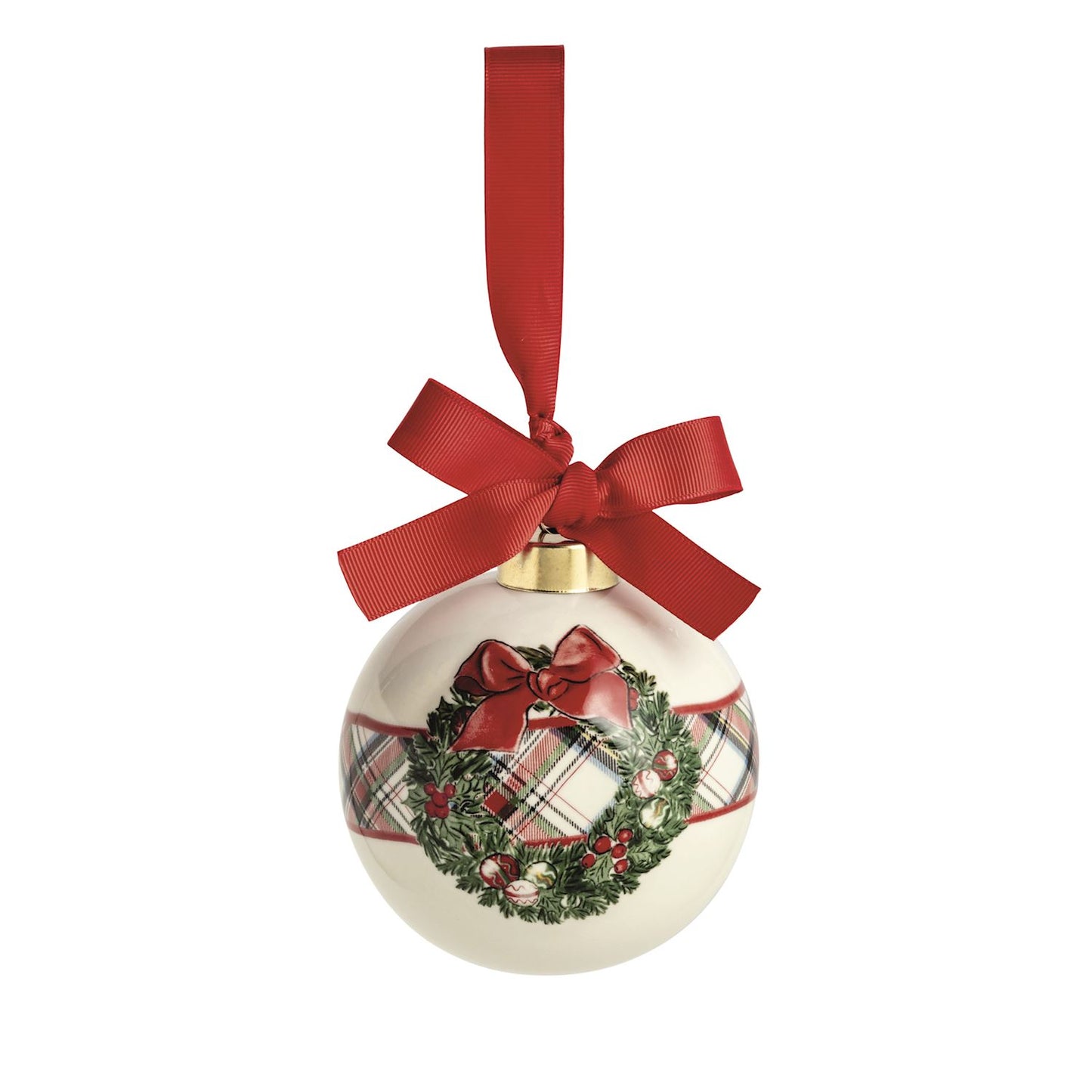 Mud Pie Wreath Tartan Stripe Ornament