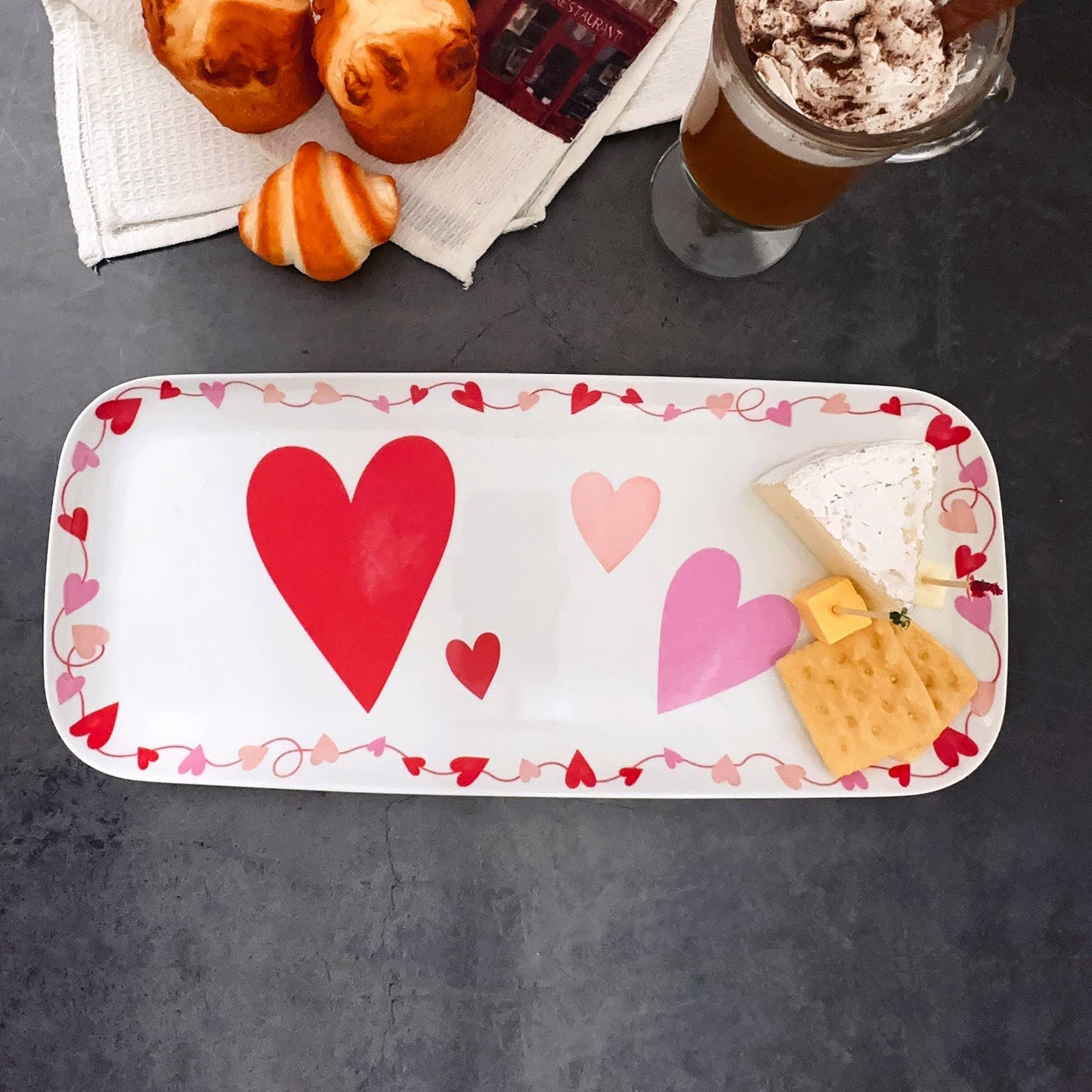 Valentine 15" Melamine Rectangle Tray