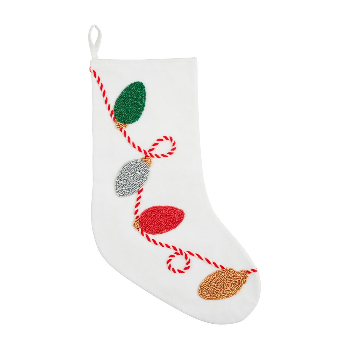 Mud Pie Lights Beaded Christmas Stocking