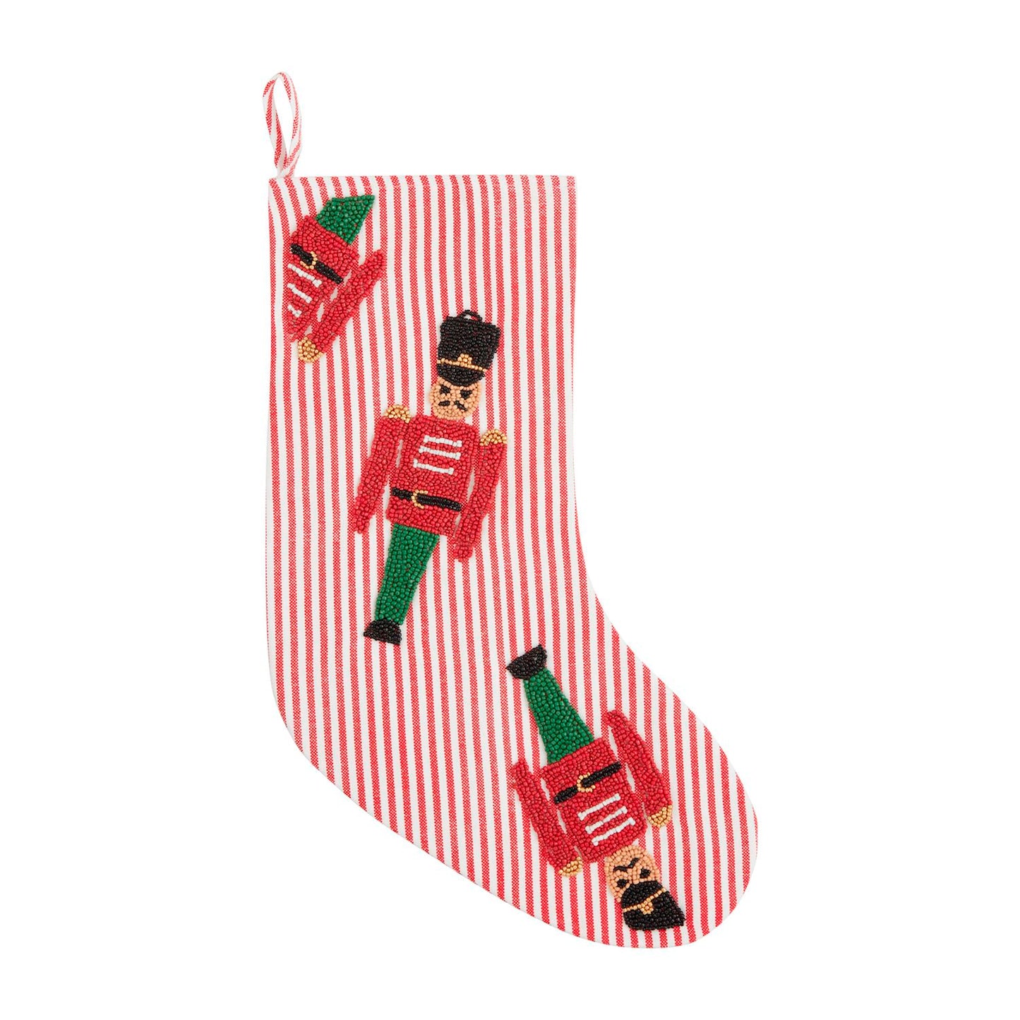 Mud Pie Nutcracker Beaded Christmas Stocking