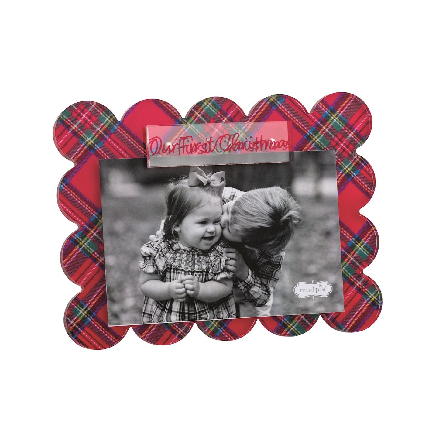Mud Pie Our First Christmas Scallop Tartan Frame