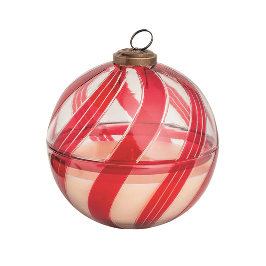 Mud Pie Red Candy Cane Glass Candle