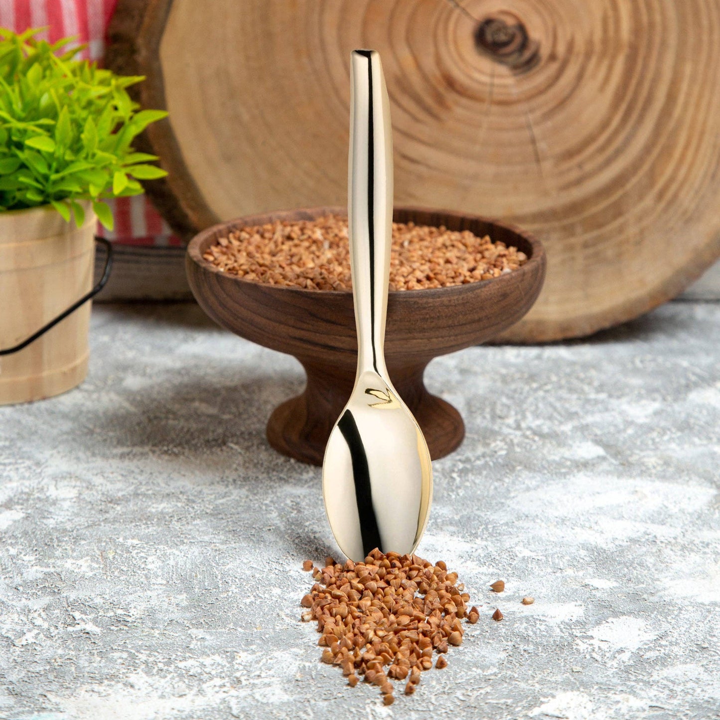 Gold Disposable Plastic Serving Spoons - 5 pcs