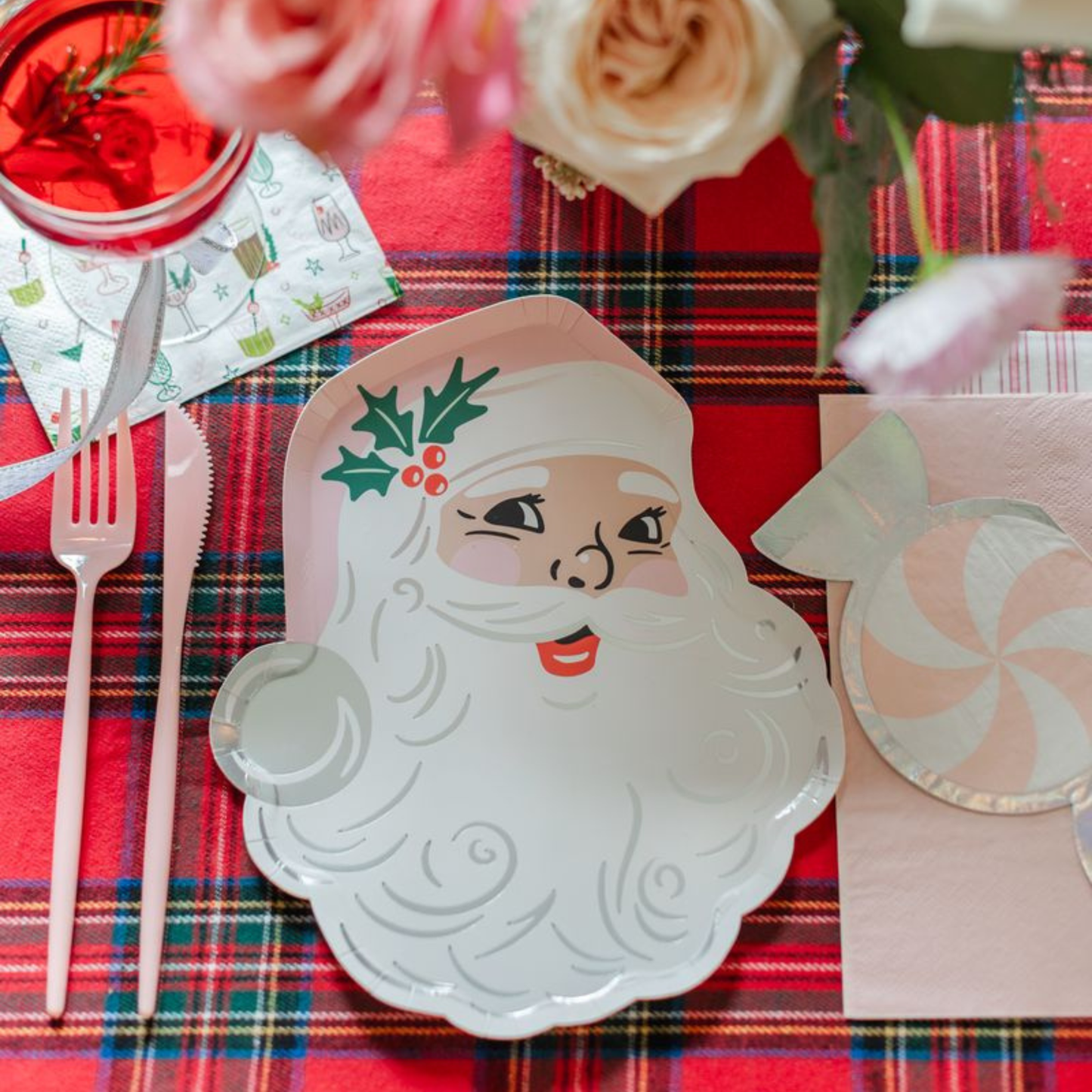 That's The Spirit St. Nick Small Plate, White & Pink