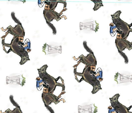 Race Horse and Mint Julep Derby Multi Paper Table Runner