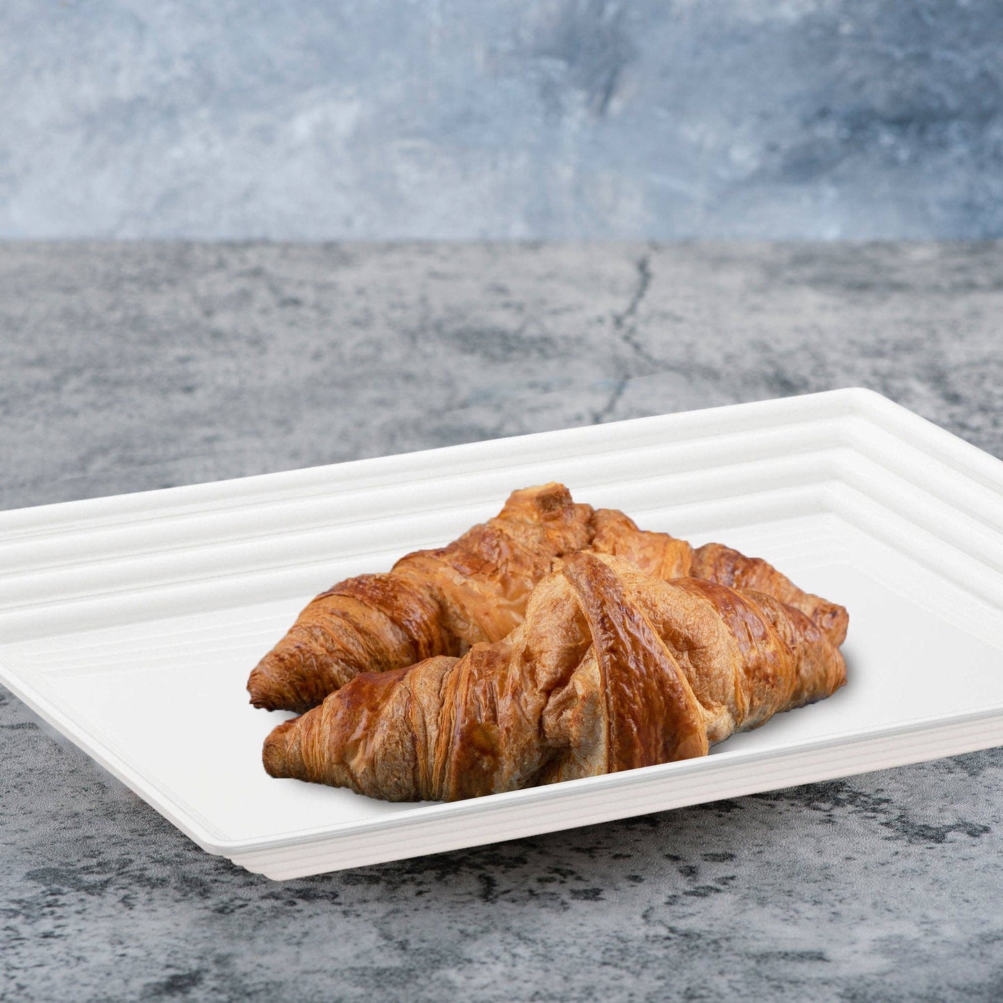 9" x 13" White Rectangular Plastic Serving Trays - 3 pcs