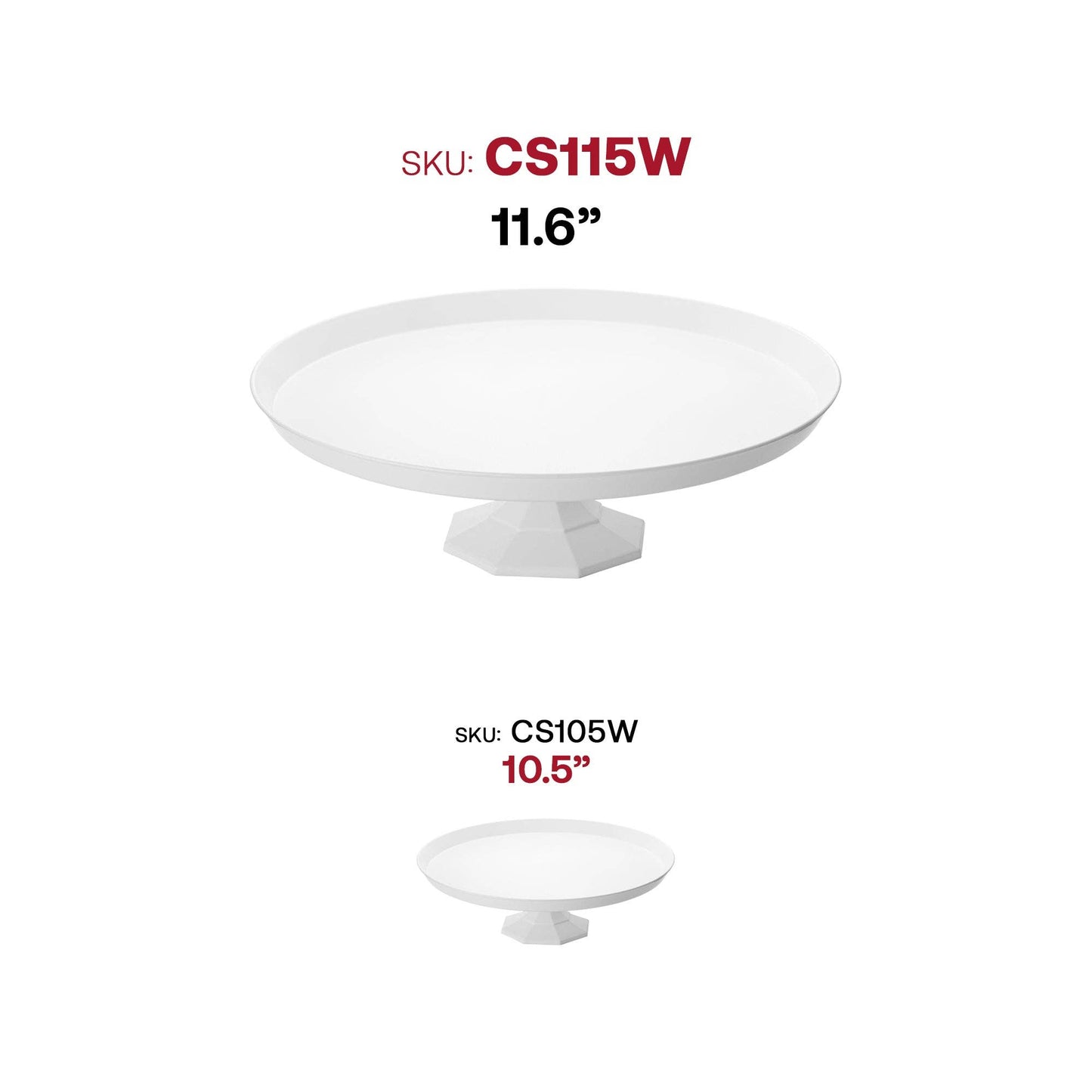 11.6" White Medium Round Plastic Cake Stand - 1 pc