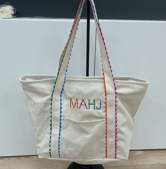 Mahj Embroidered Tote Bag