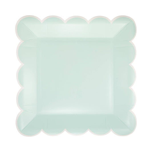 PAR1124 - Aqua Scalloped Square 9" Plate